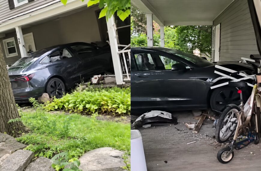 Tesla влетіла у вітальню: власник будинку думав, що почався землетрус