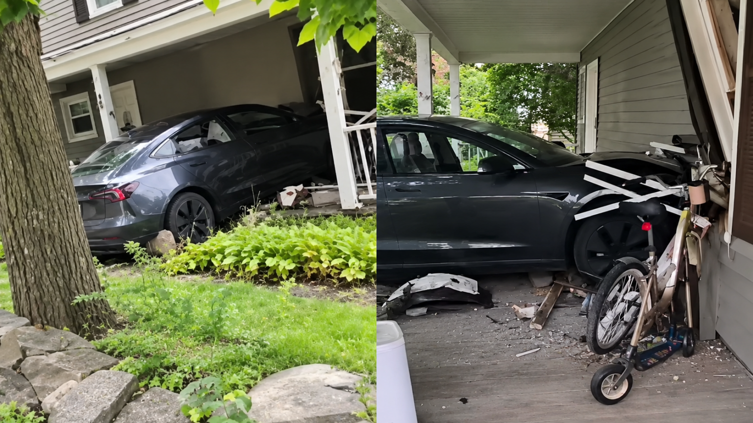 Tesla врізалася в будинок