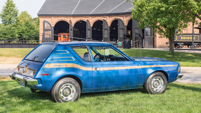 DEARBORN, MI/USA - JUNE 17, 2017: A 1973 American Motors Gremlin X car at The Henry Ford (THF) Motor Muster car show, held at Greenfield Village, near Detroit, Michigan. by: Steve Lagreca