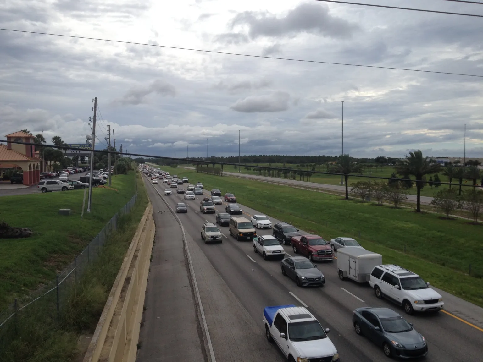 Traffic on Interstate 4 near Davenport, Florida, seen from an overpass